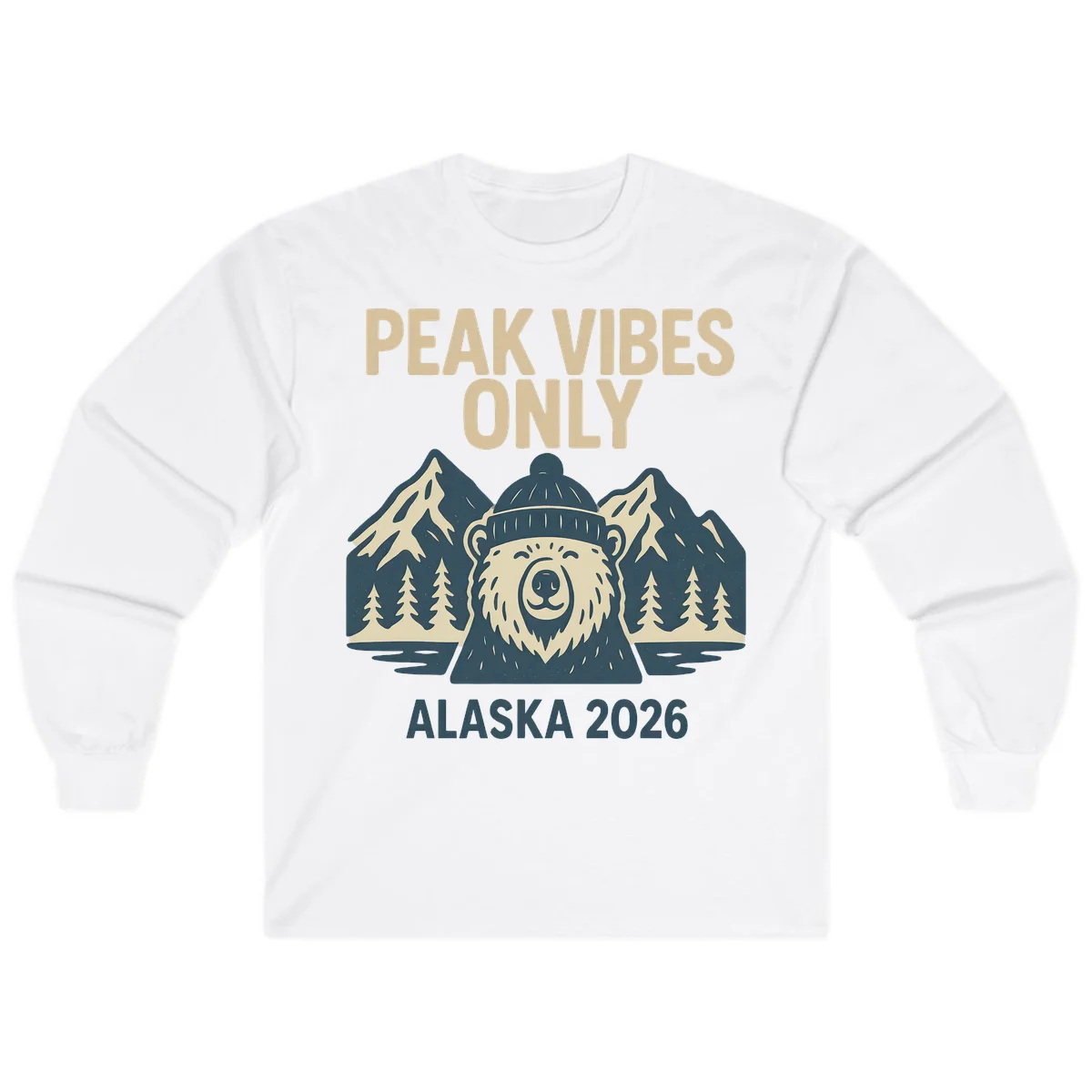 Peak Vibes Only Alaska 2026 Long Sleeve in White