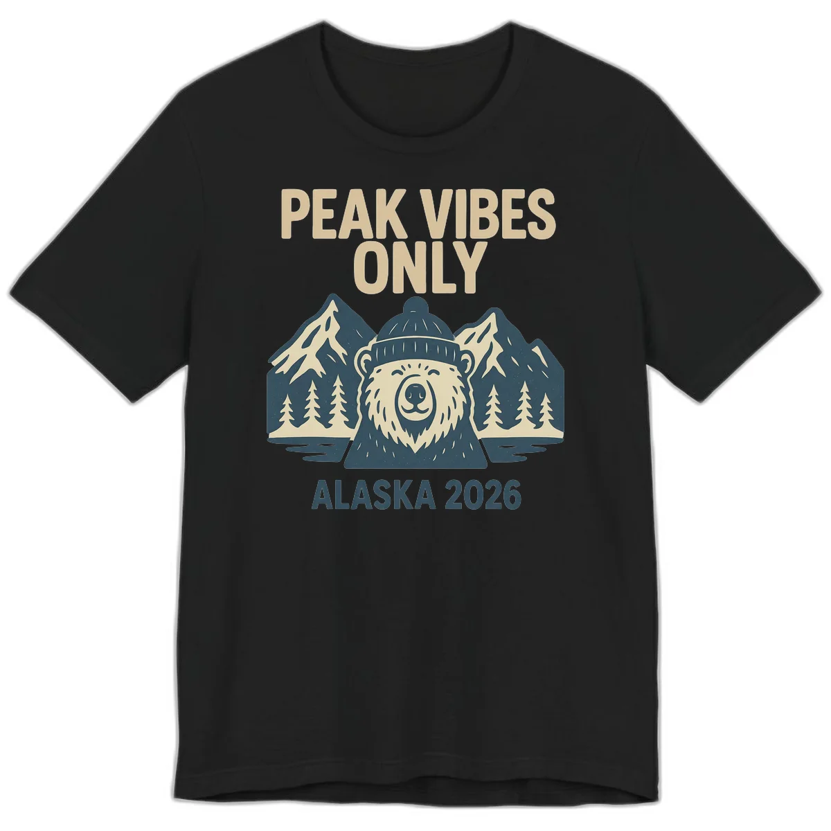 Peak Vibes Only Alaska 2026 Premium Tee in Black