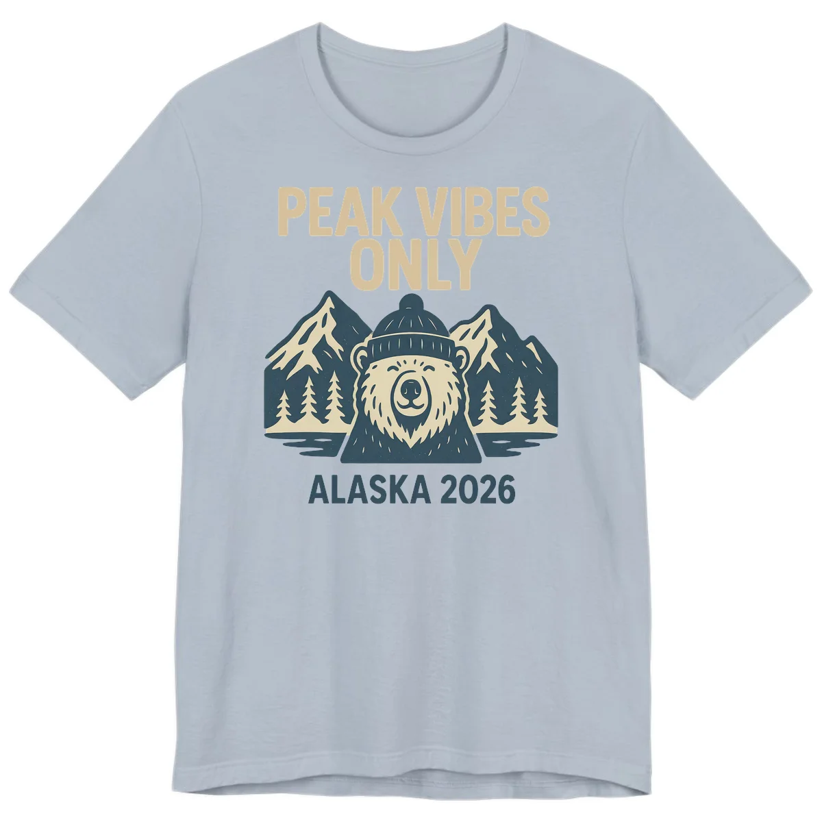 Peak Vibes Only Alaska 2026 Premium Tee in Light Blue