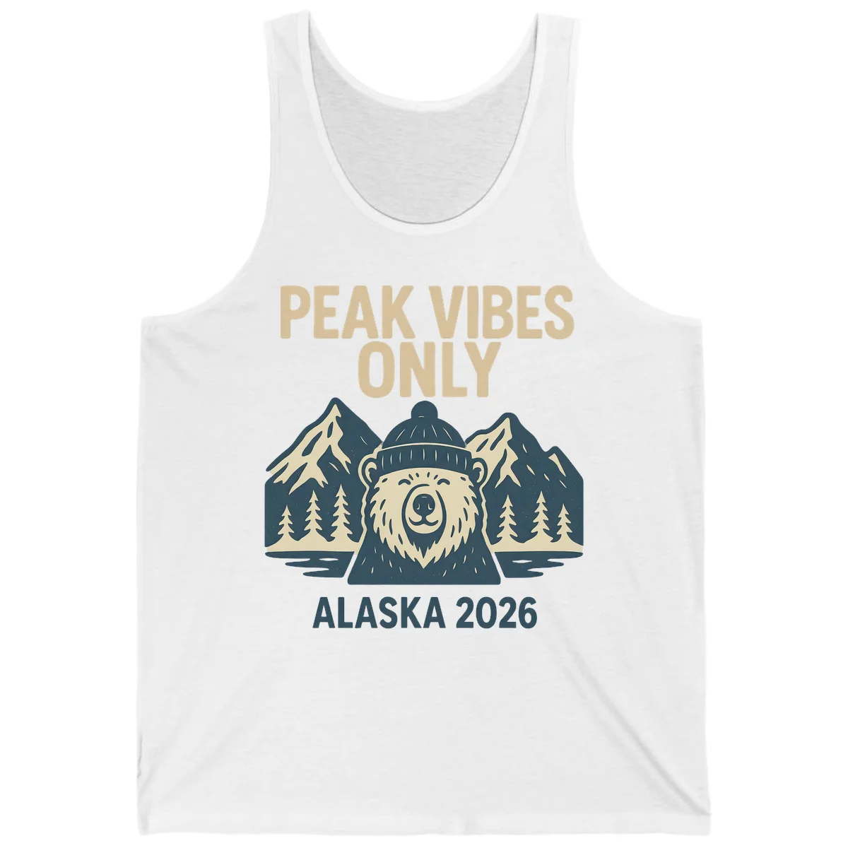 Peak Vibes Only Alaska 2026 Tank in White