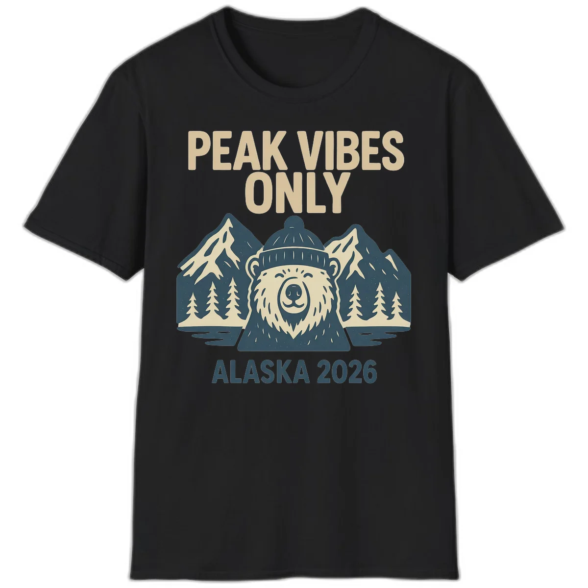 Peak Vibes Only Alaska 2026 T-Shirt in Black