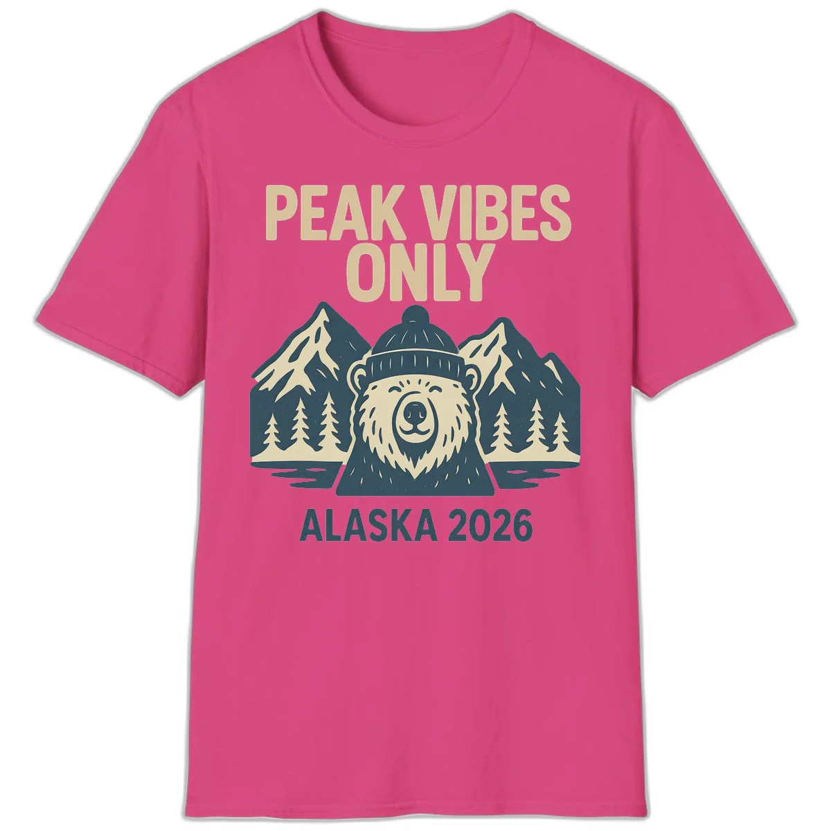 Peak Vibes Only Alaska 2026 T-Shirt in Heliconia