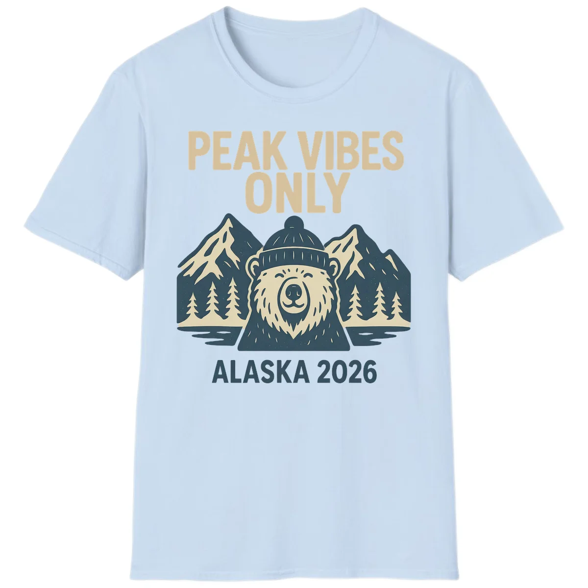 Peak Vibes Only Alaska 2026 T-Shirt in Light Blue