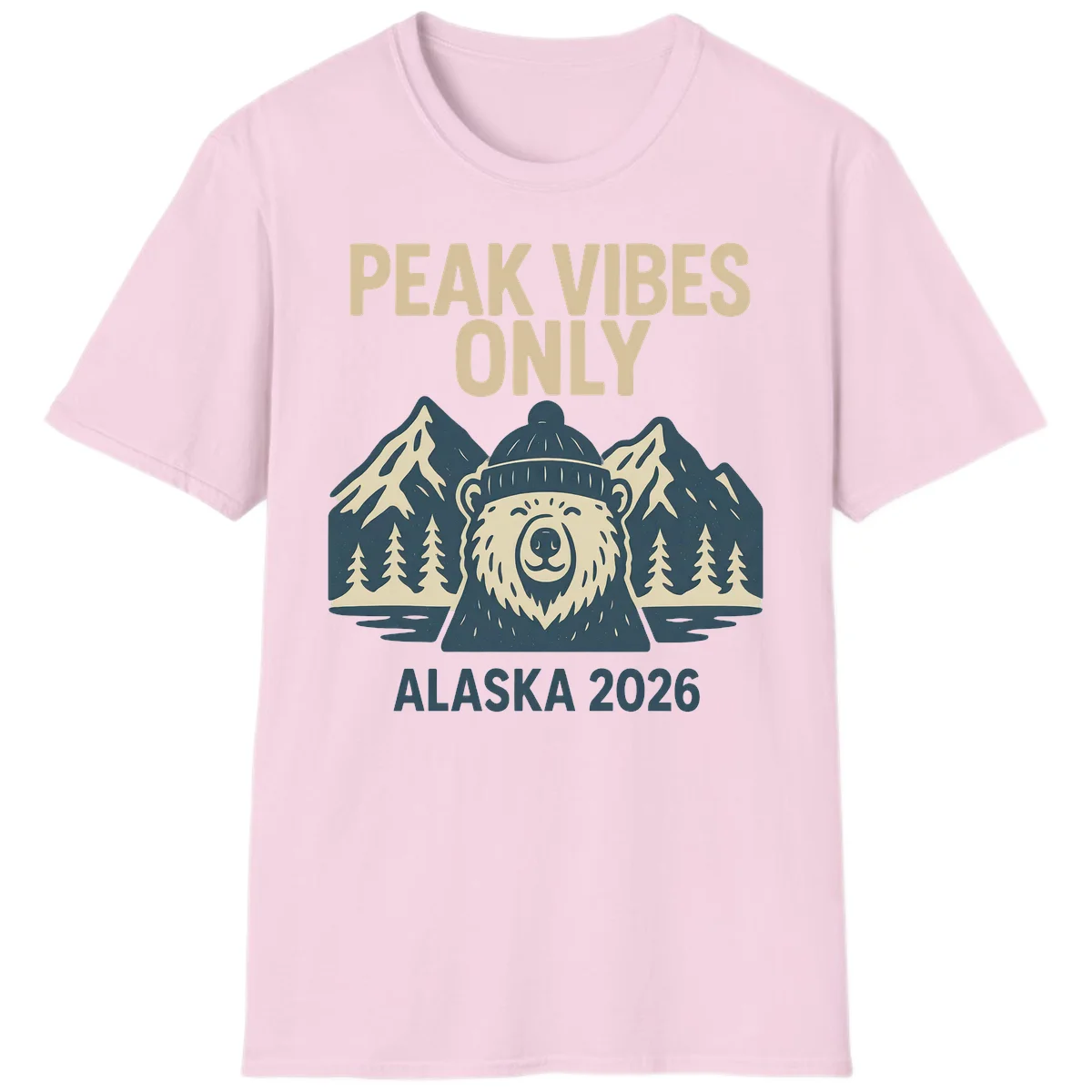 Peak Vibes Only Alaska 2026 T-Shirt in Light Pink