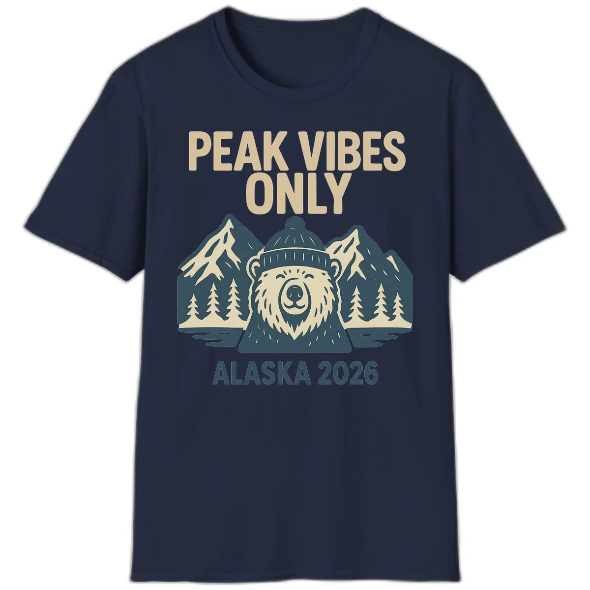 Peak Vibes Only Alaska 2026 T-Shirt in Navy