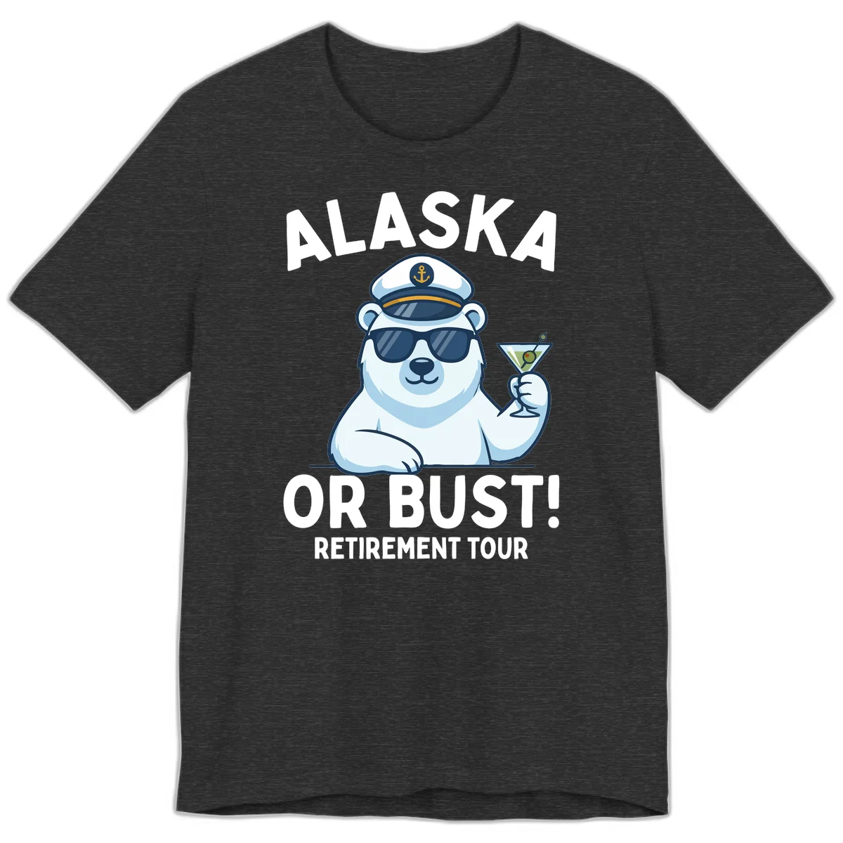 Alaska Or Bust Retirement Tour Polar Bear Premium T-Shirt in Dark Grey Heather
