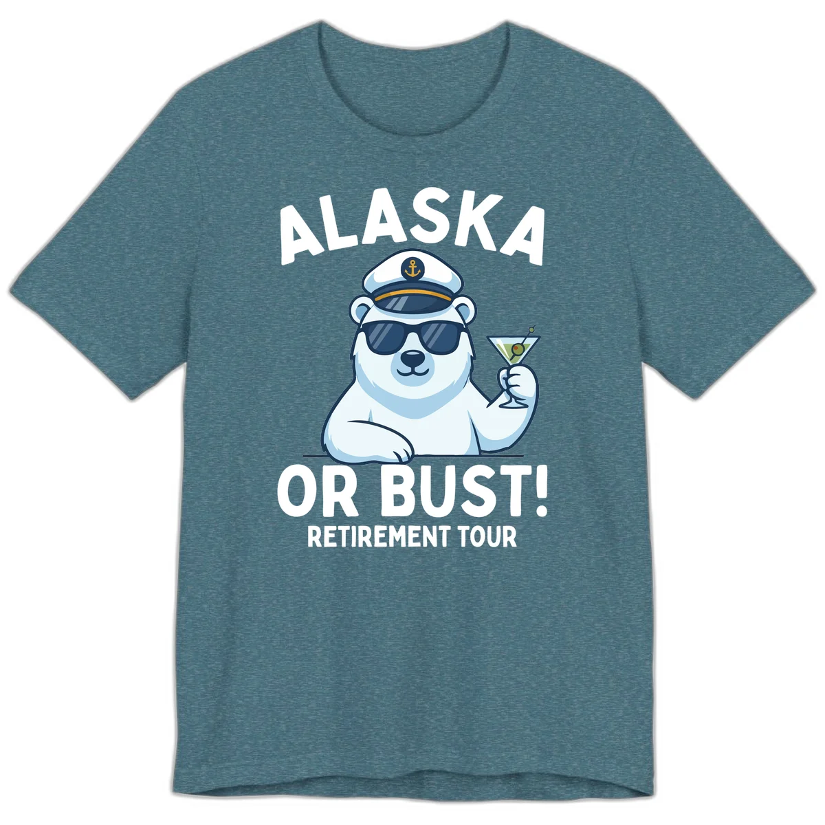 Alaska Or Bust Retirement Tour Polar Bear Premium T-Shirt in Heather Deep Teal