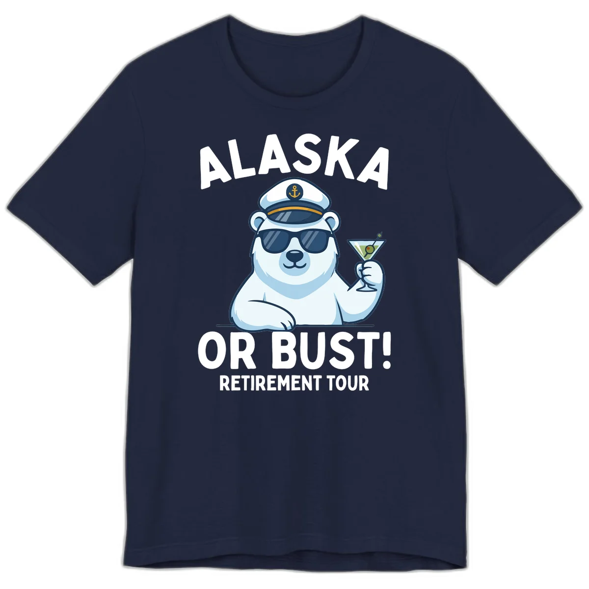 Alaska Or Bust Retirement Tour Polar Bear Premium T-Shirt in Navy