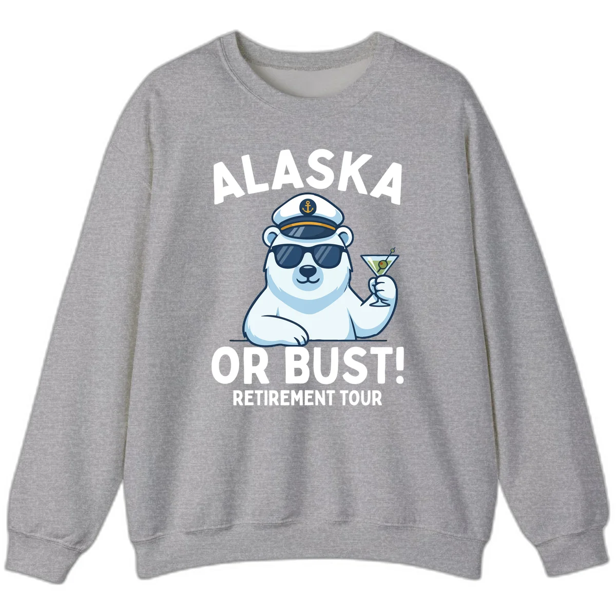 Alaska Or Bust Retirement Tour Polar Bear Sweatshirt in Sport Grey