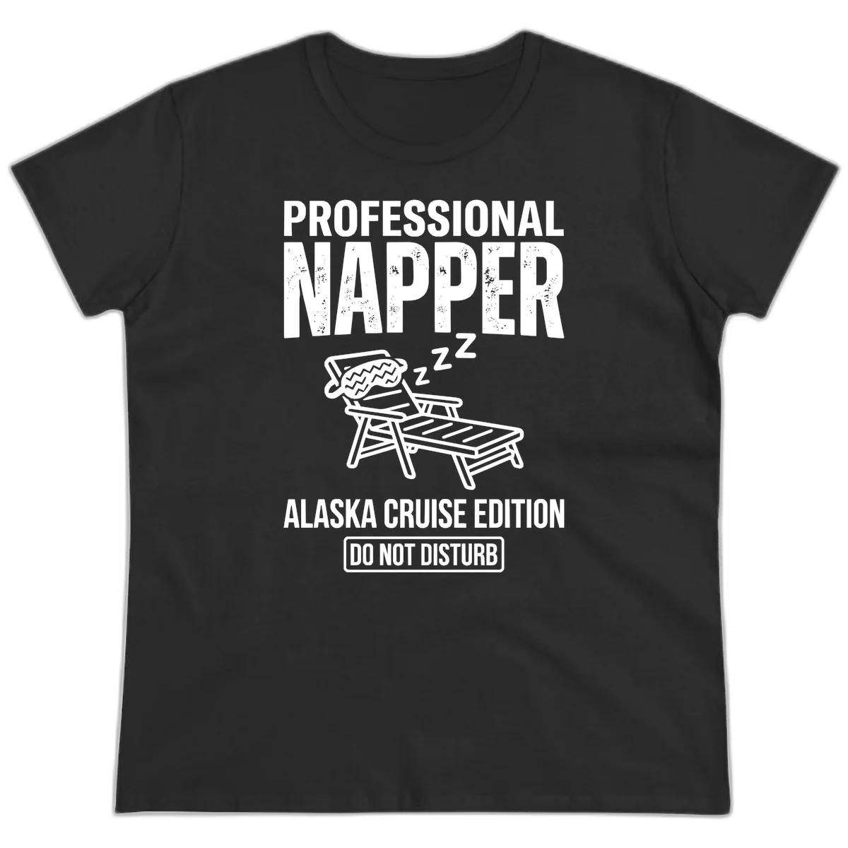 Professional Napper Alaska Cruise Edition Ladies Tee in Black
