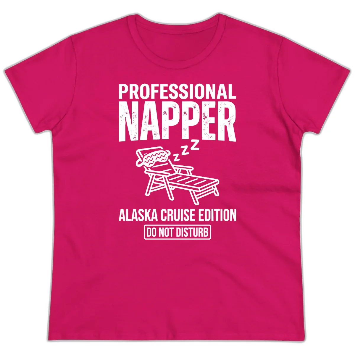 Professional Napper Alaska Cruise Edition Ladies Tee in Heliconia