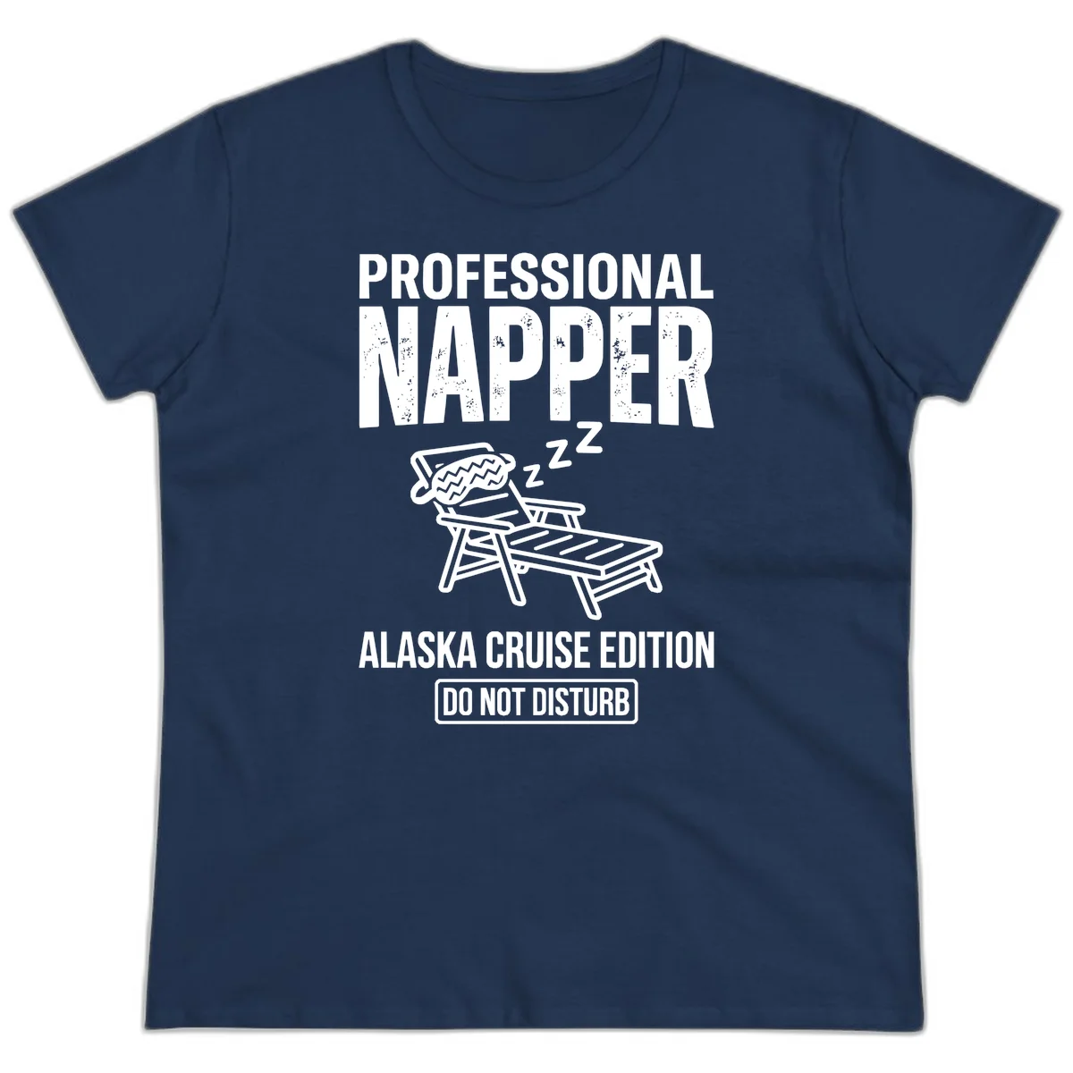 Professional Napper Alaska Cruise Edition Ladies Tee in Navy