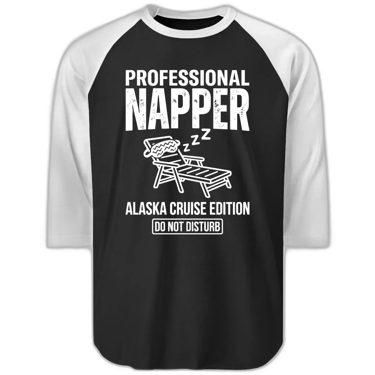 Professional Napper Alaska Cruise Edition Raglan 3/4 in Black White