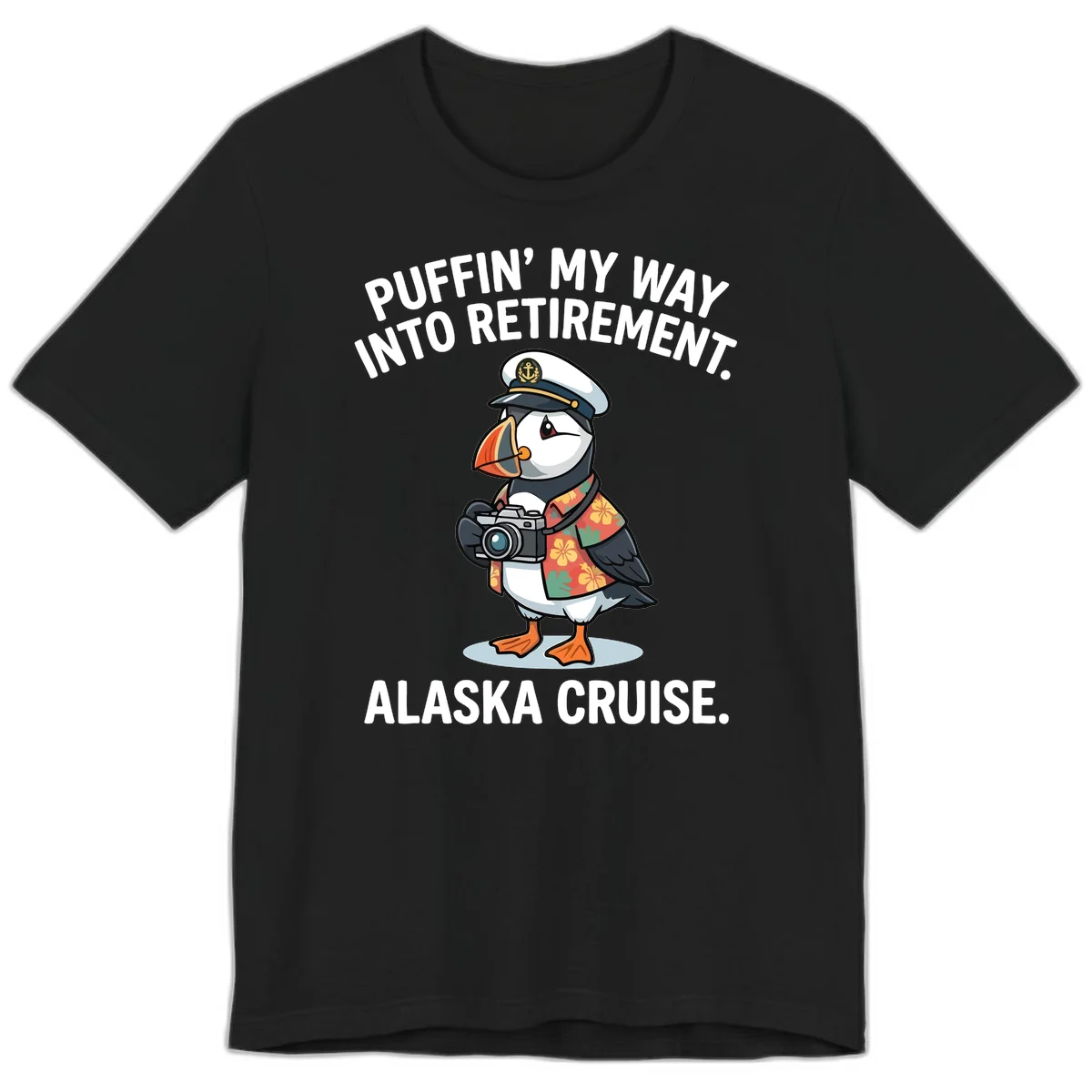 Puffin' Into My Retirement Alaska Cruise Premium T-Shirt in Black