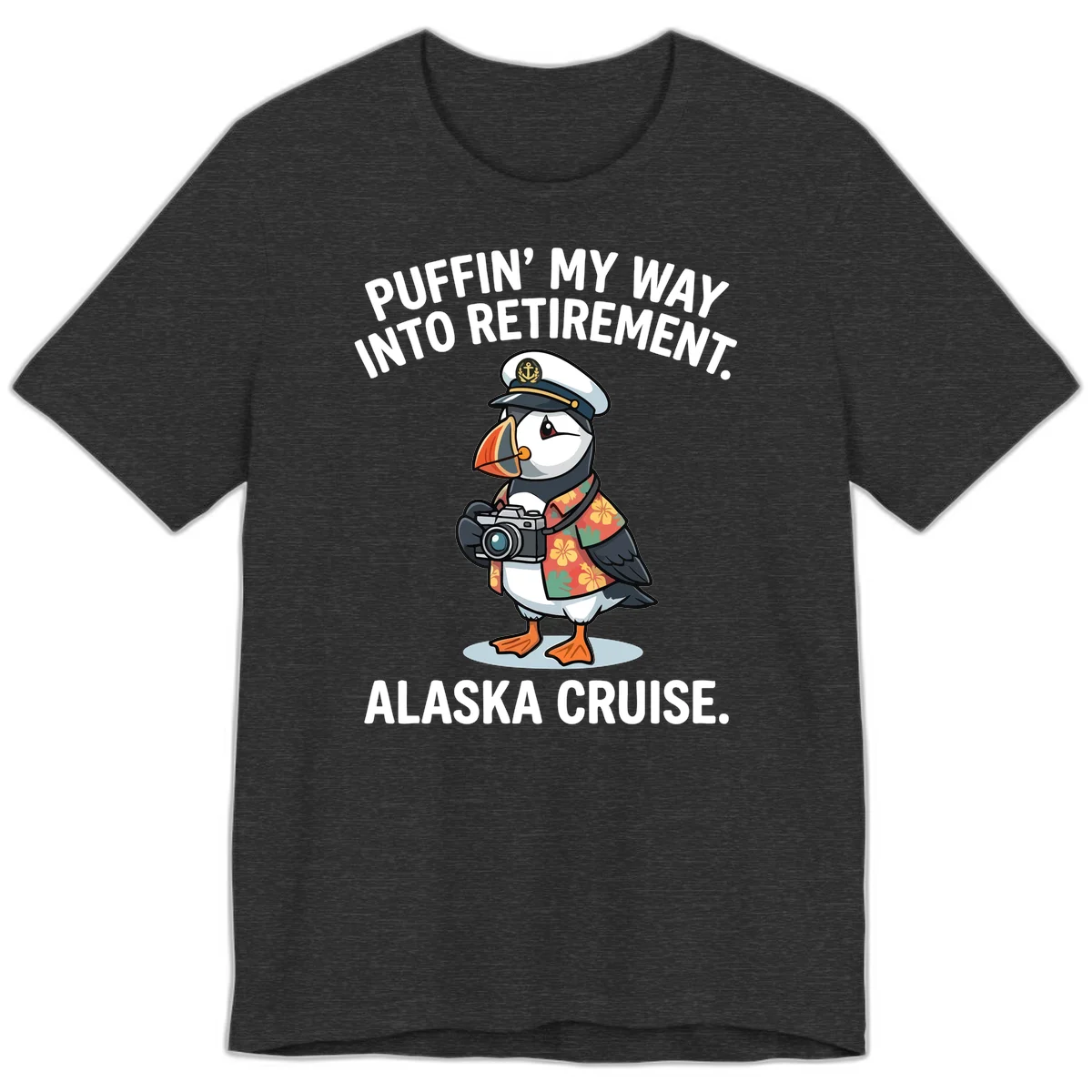 Puffin' Into My Retirement Alaska Cruise Premium T-Shirt in Dark Grey Heather