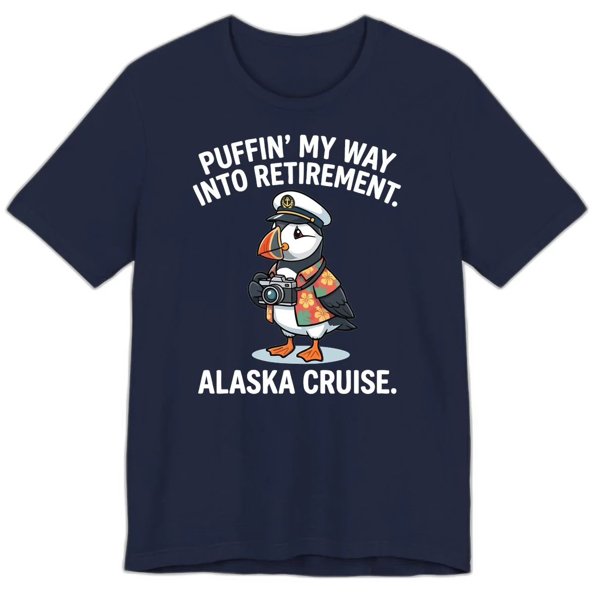 Puffin' Into My Retirement Alaska Cruise Premium T-Shirt in Navy