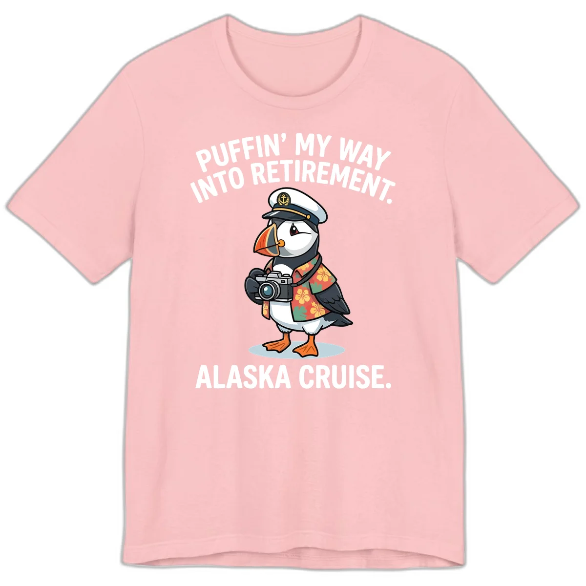 Puffin' Into My Retirement Alaska Cruise Premium T-Shirt in Pink