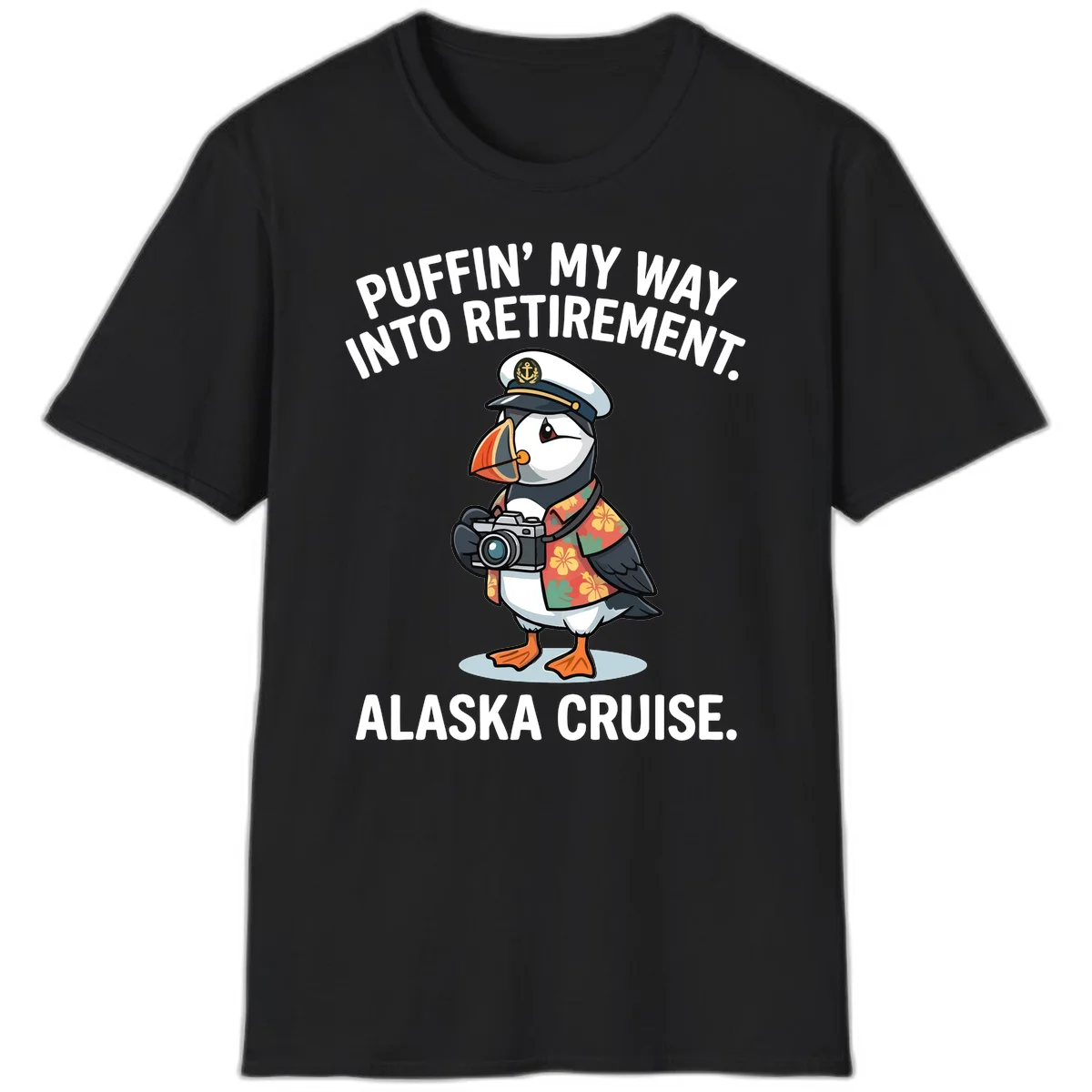 Puffin' Into My Retirement Alaska Cruise T-Shirt in Black