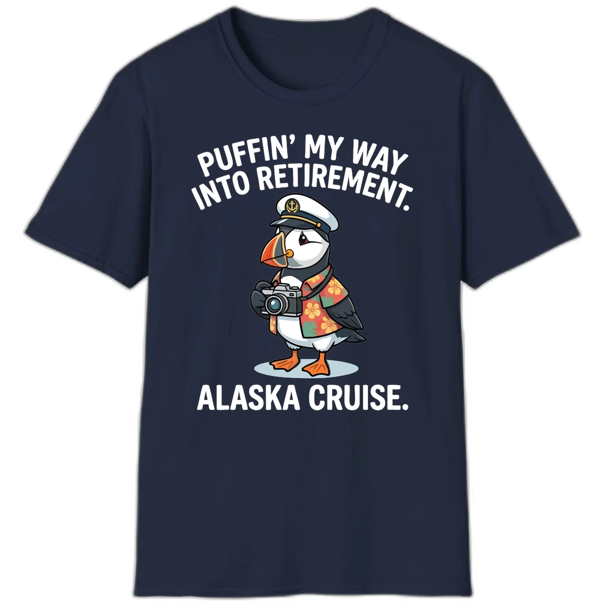Puffin' Into My Retirement Alaska Cruise T-Shirt in Navy