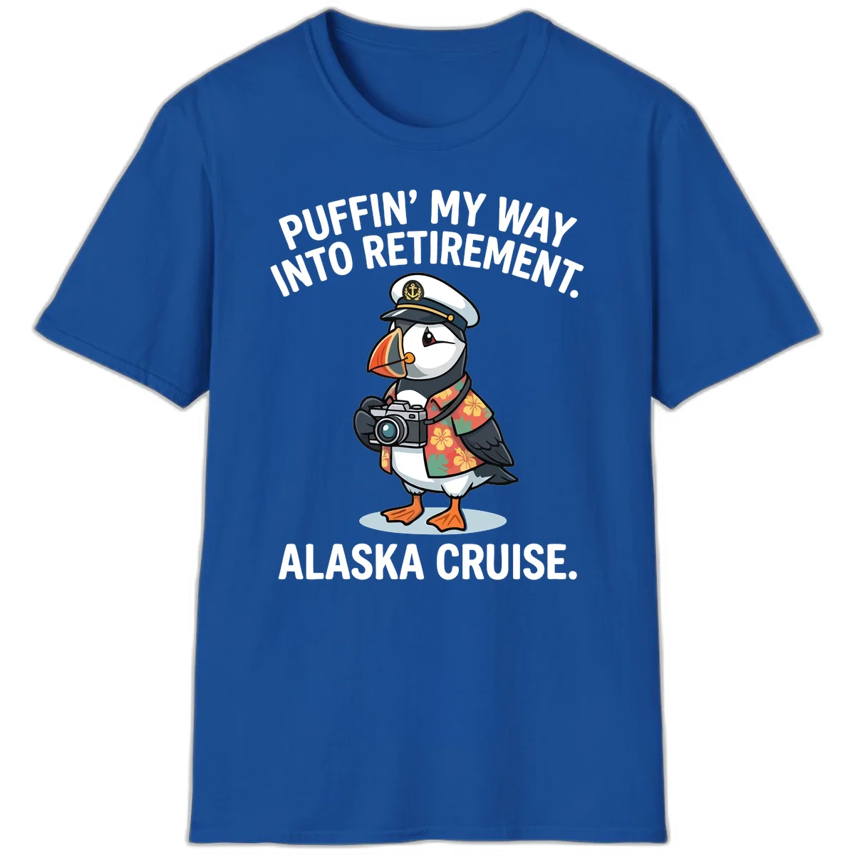 Puffin' Into My Retirement Alaska Cruise T-Shirt in Royal