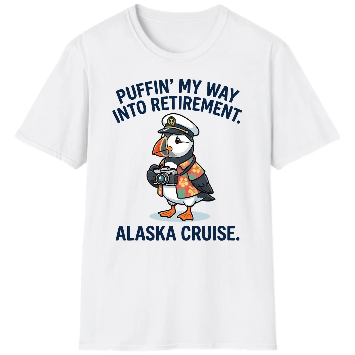 Puffin' Into My Retirement Alaska Cruise T-Shirt in White