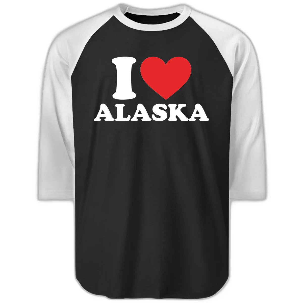 Pure Love Heart Raglan 3/4 in Black White