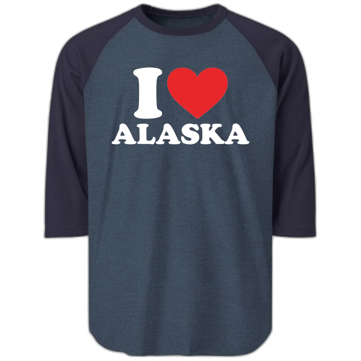 Pure Love Heart Raglan 3/4 in Heather Denim Navy