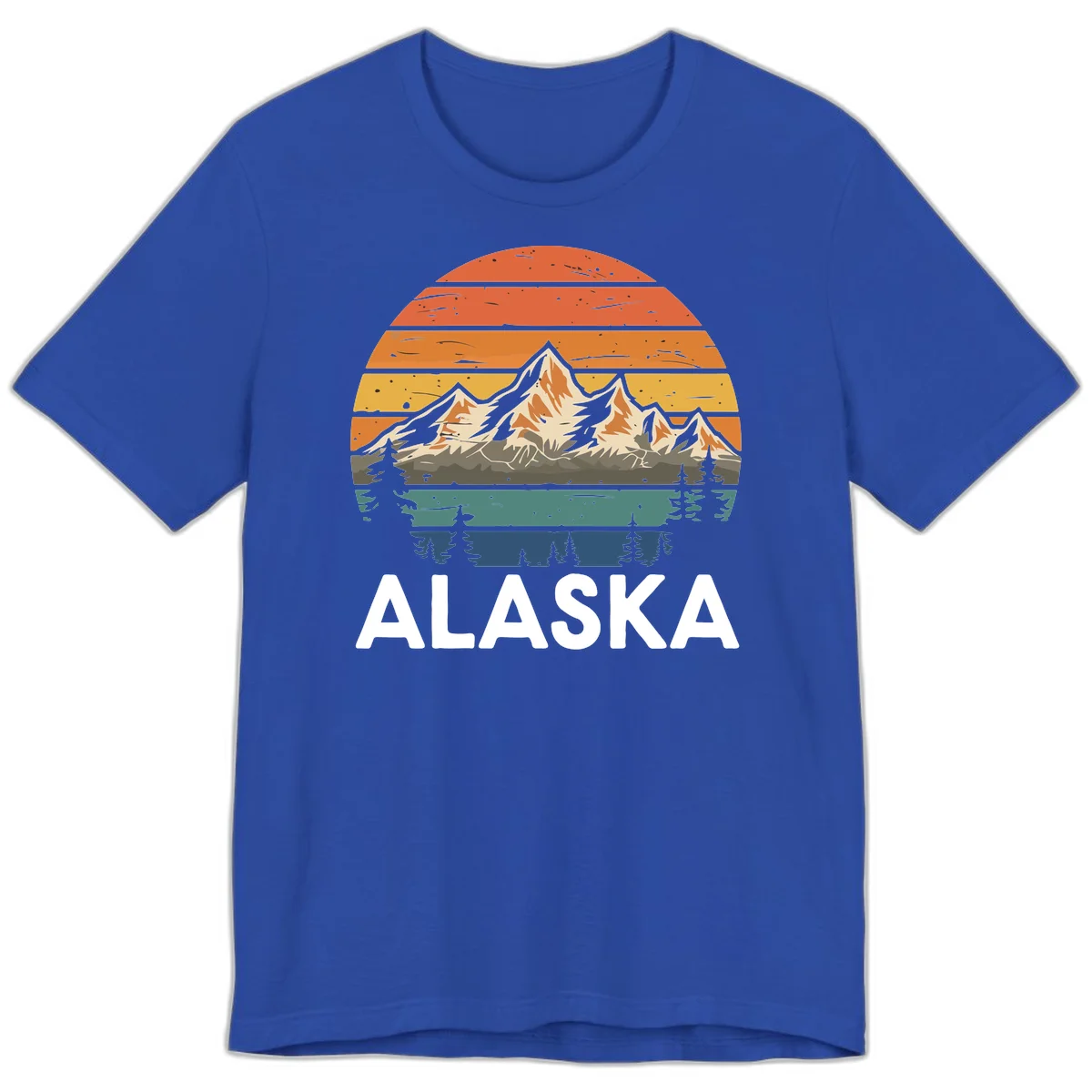 Retro Mountain Sunset Landscape Premium Tee in True Royal