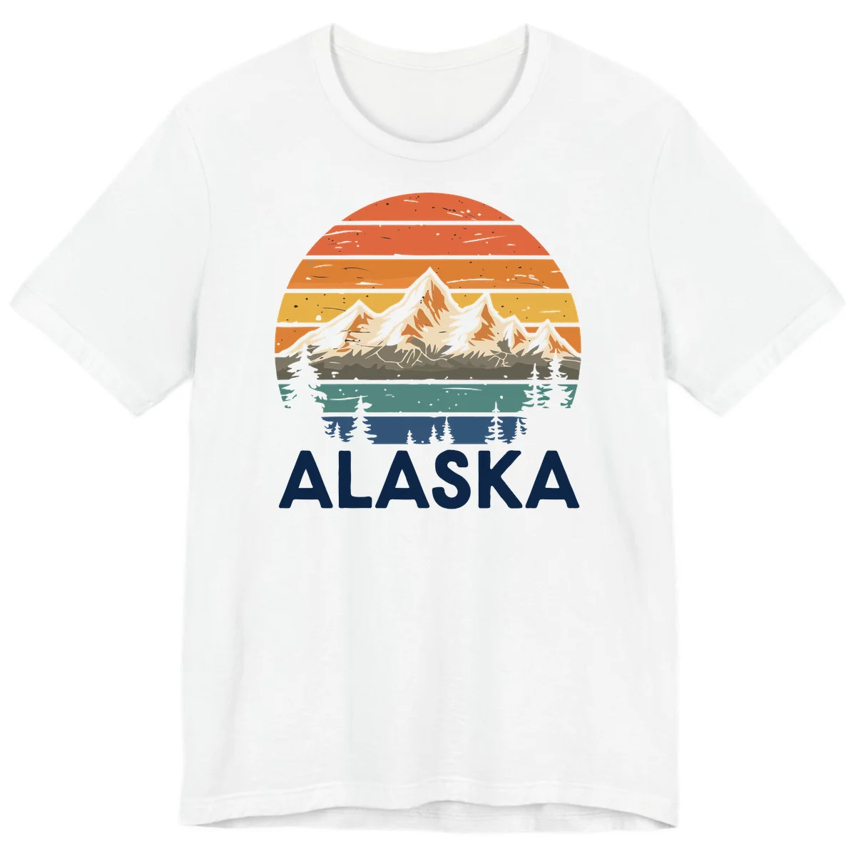 Retro Mountain Sunset Landscape Premium Tee in White