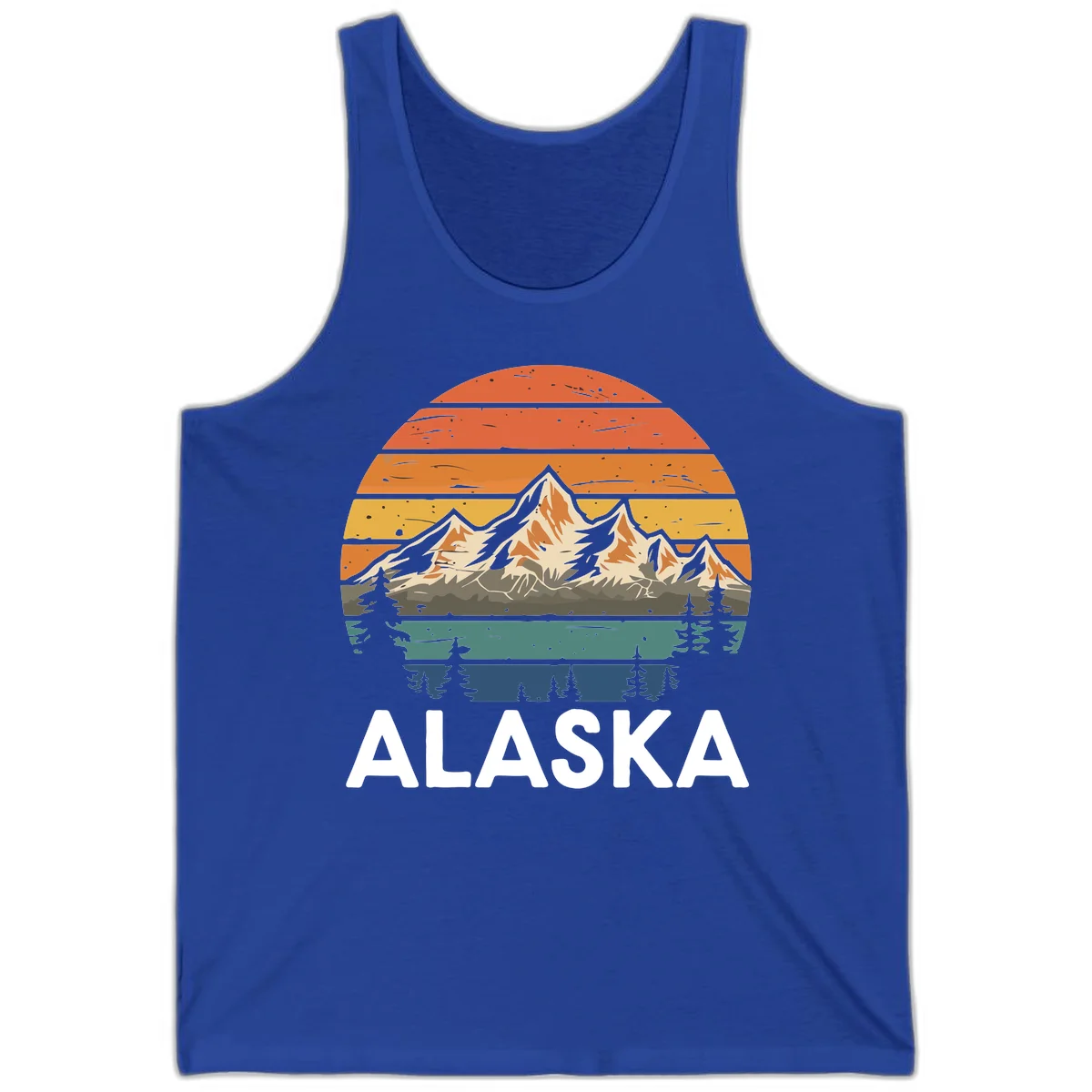 Retro Mountain Sunset Landscape Tank in True Royal