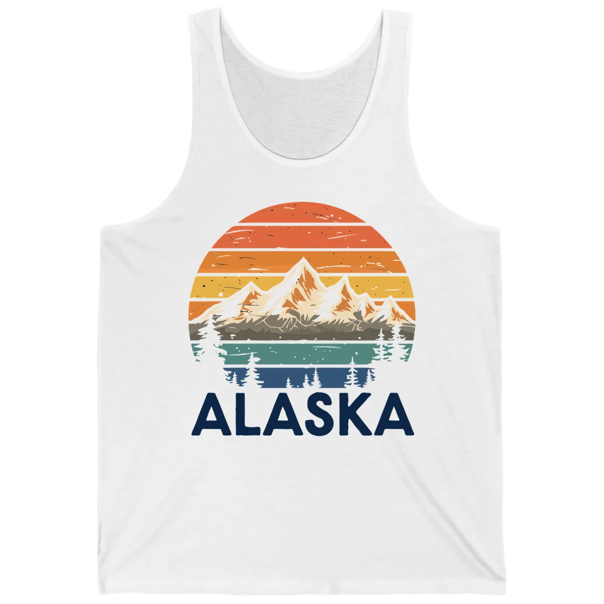 Retro Mountain Sunset Landscape Tank in White
