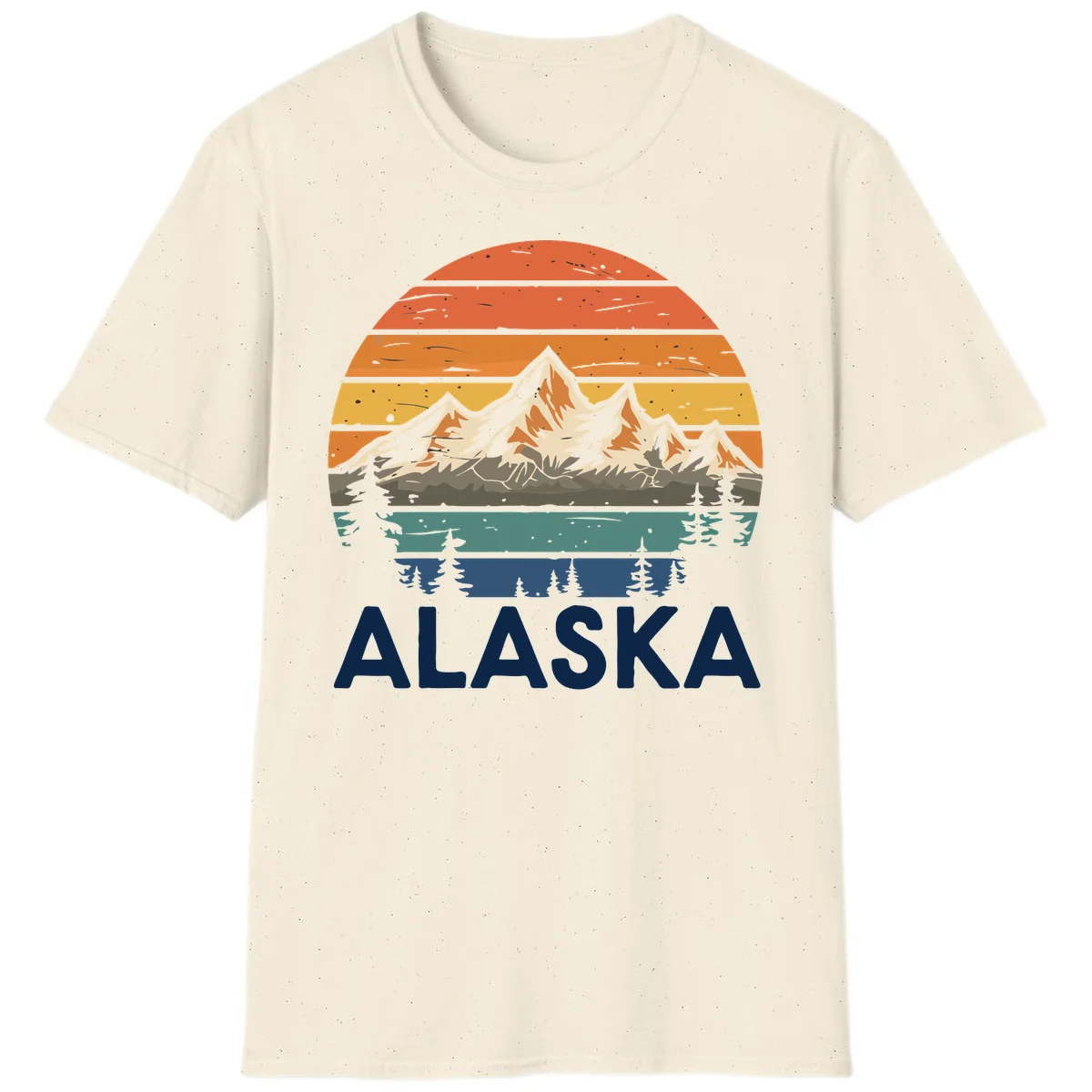 Retro Mountain Sunset Landscape T-Shirt in Natural