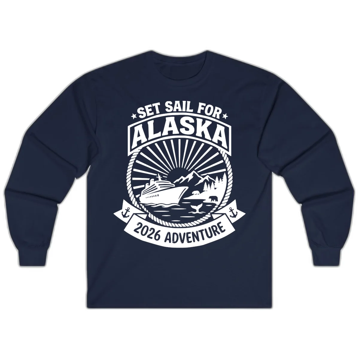 Set Sail For Alaska 2026 Adventure Long Sleeve in Navy