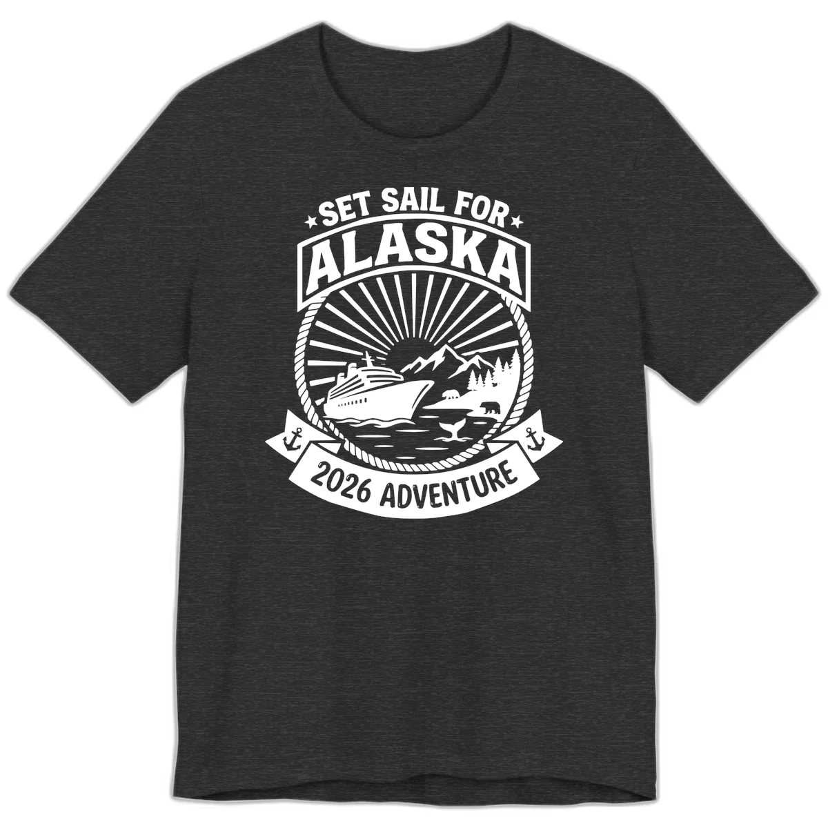 Set Sail For Alaska 2026 Adventure Premium Tee in Dark Grey Heather