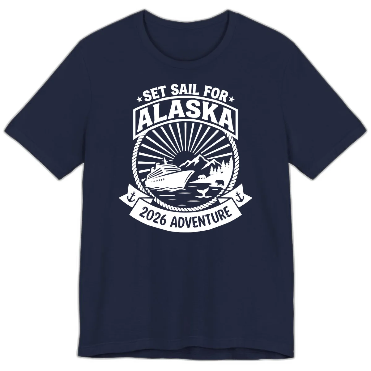 Set Sail For Alaska 2026 Adventure Premium Tee in Navy