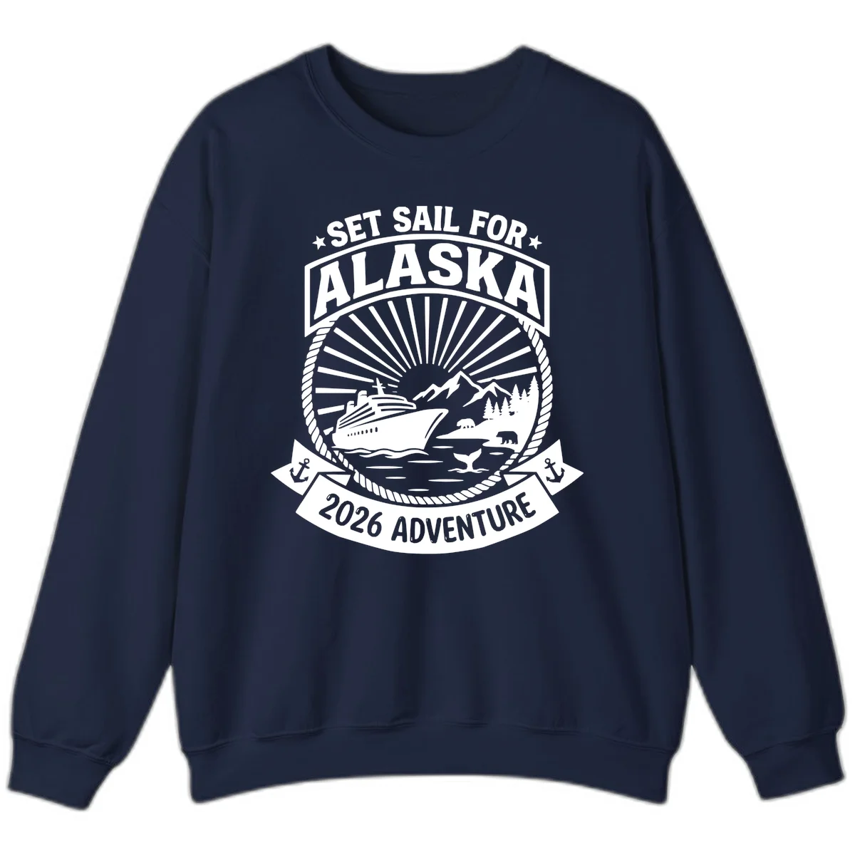 Set Sail For Alaska 2026 Adventure Sweatshirt in Navy