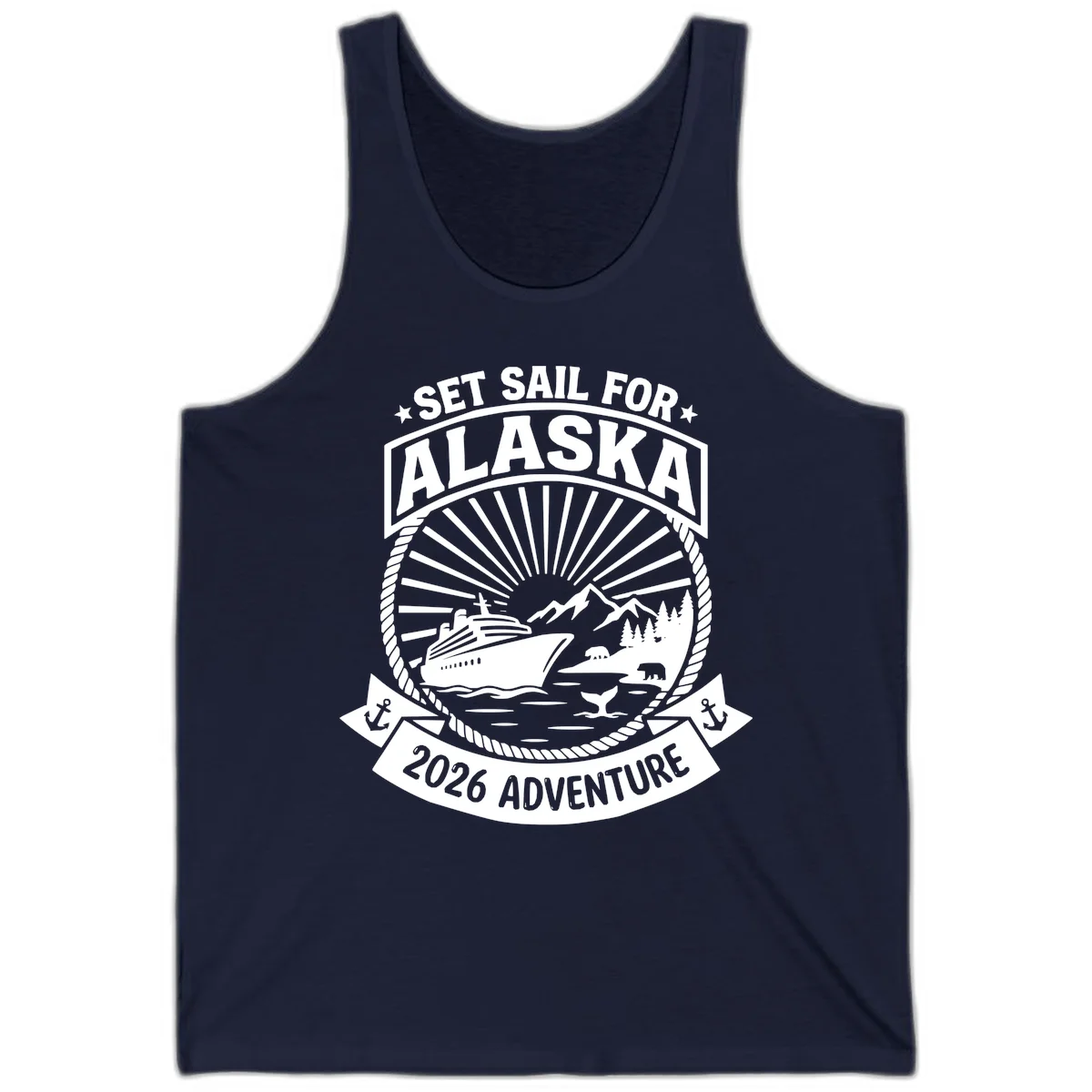 Set Sail For Alaska 2026 Adventure Tank in Navy