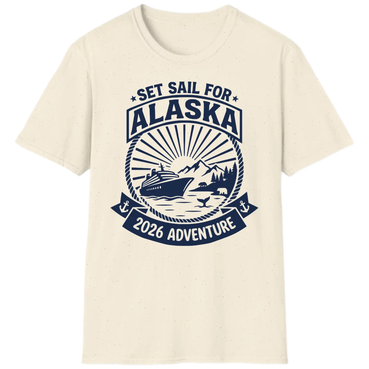 Set Sail For Alaska 2026 Adventure T-Shirt in Natural