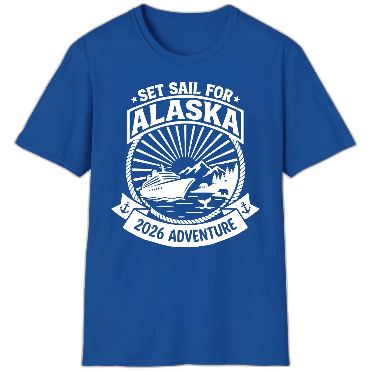 Set Sail For Alaska 2026 Adventure T-Shirt in Royal