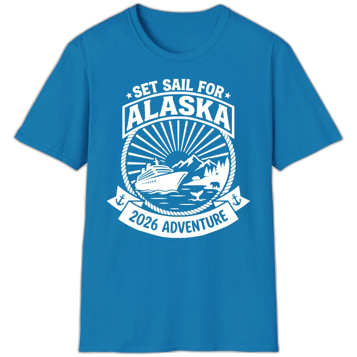 Set Sail For Alaska 2026 Adventure T-Shirt in Sapphire