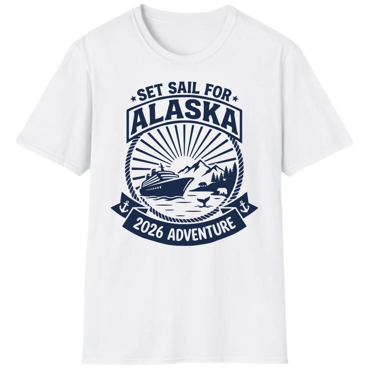Set Sail For Alaska 2026 Adventure T-Shirt in White