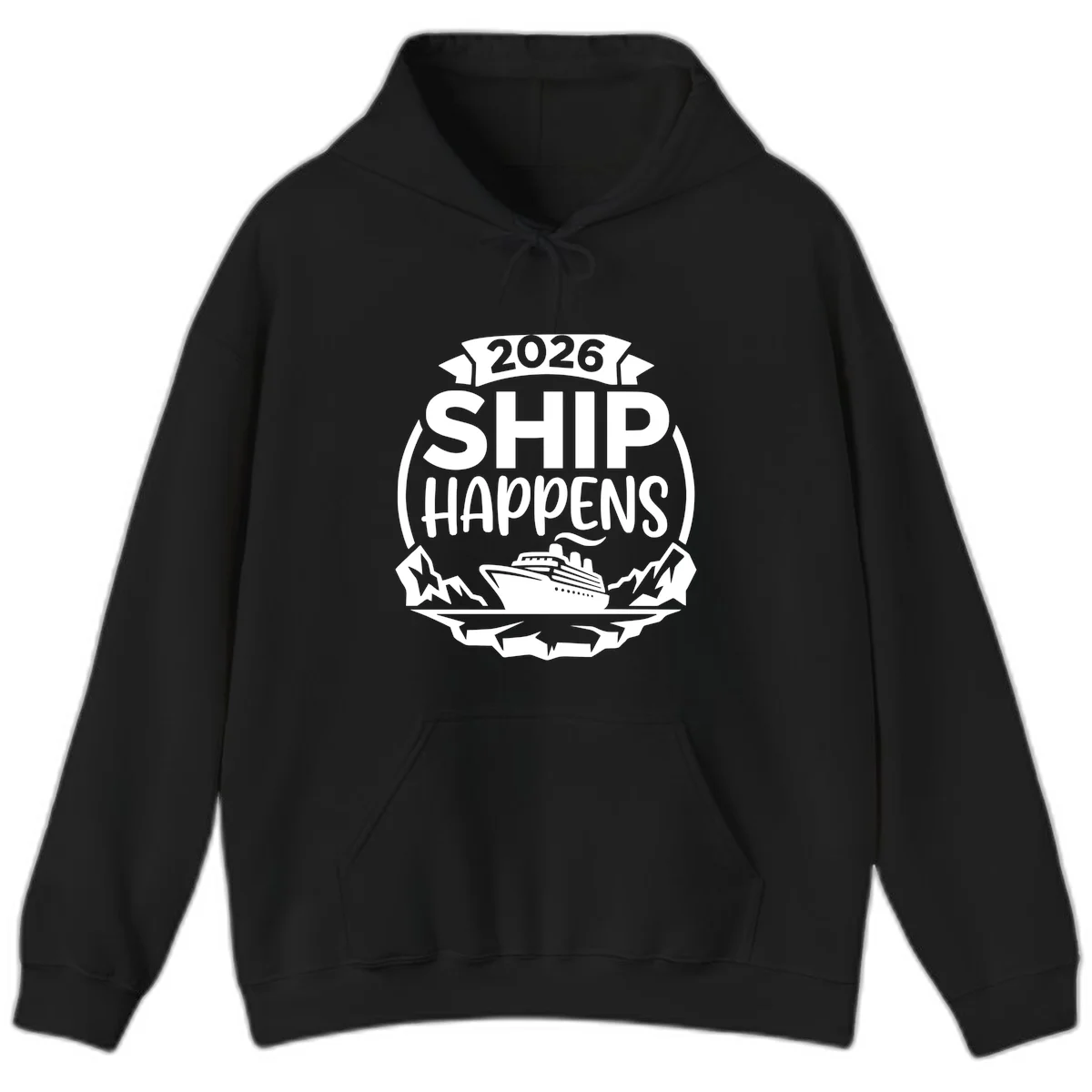 2026 Ship Happens Cruise Badge Hoodie in Black