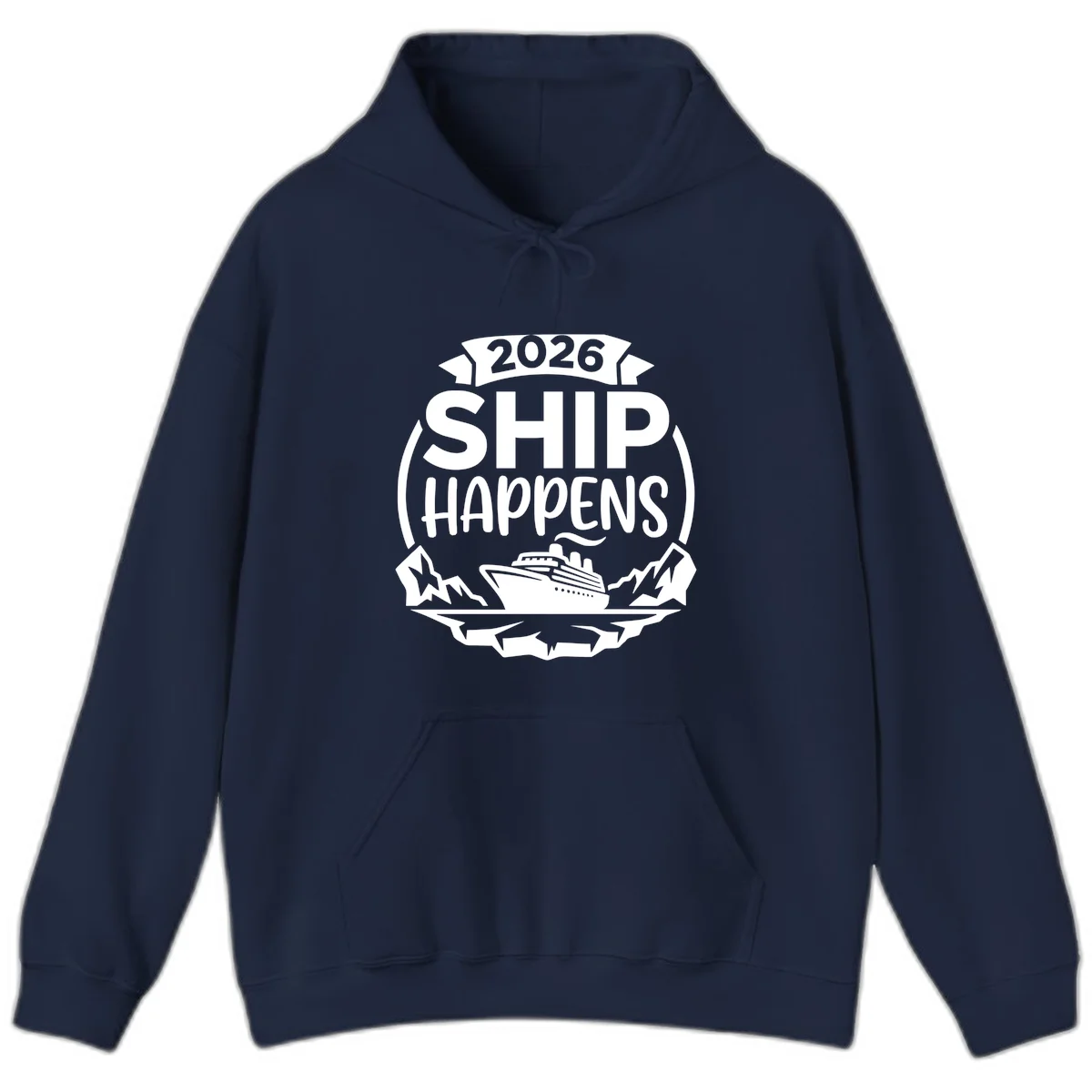 2026 Ship Happens Cruise Badge Hoodie in Navy