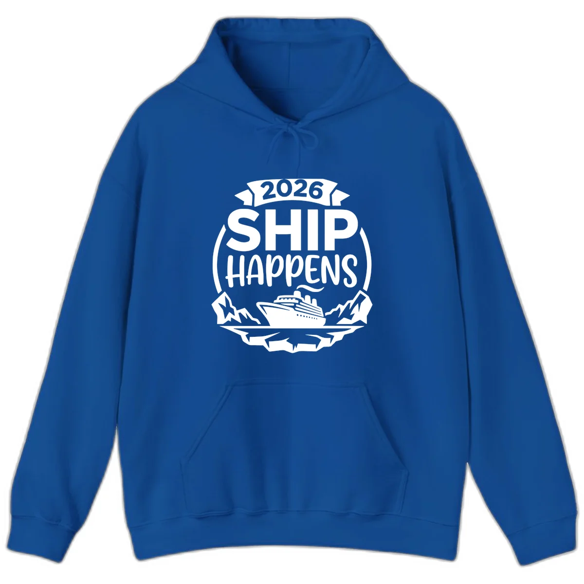 2026 Ship Happens Cruise Badge Hoodie in Royal