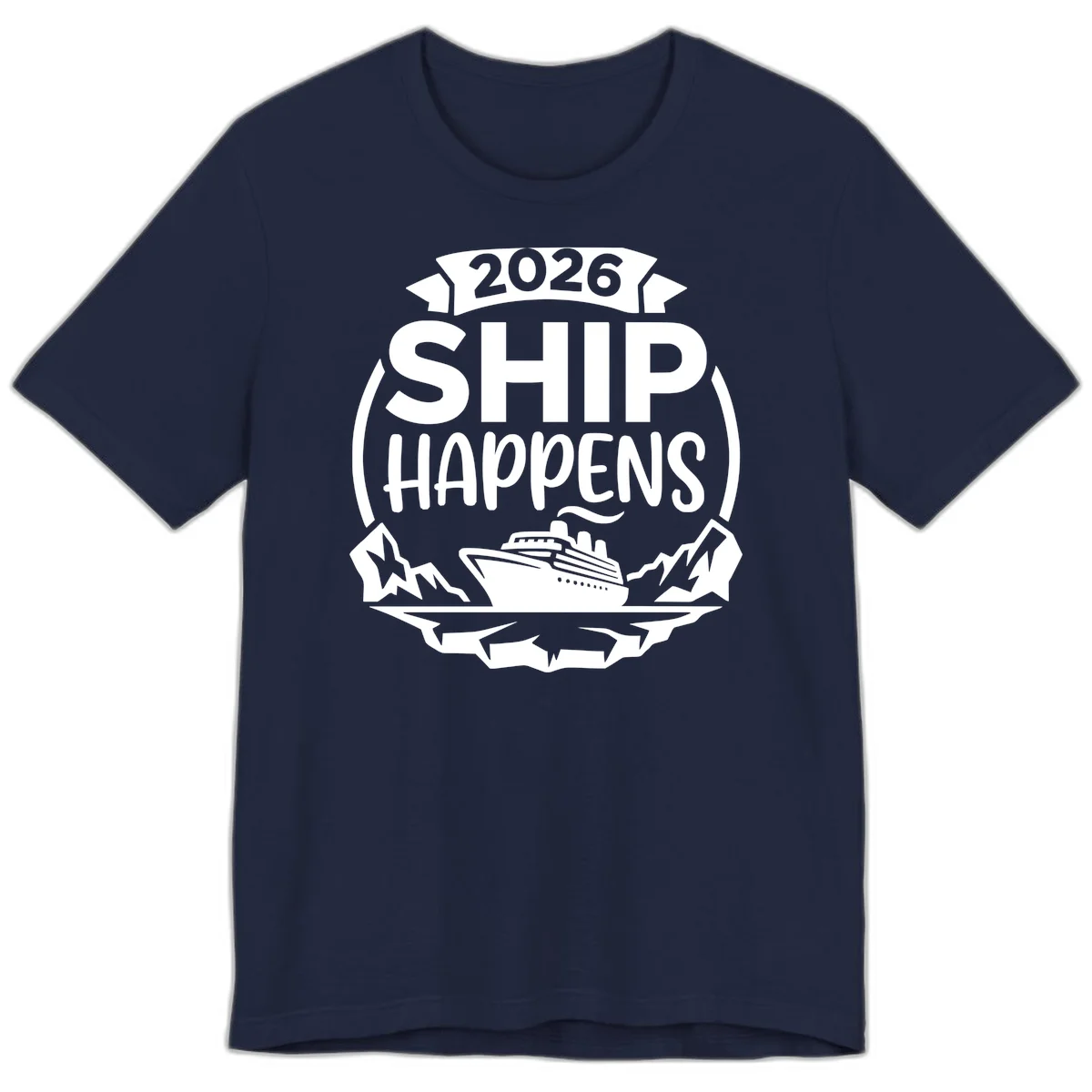 2026 Ship Happens Cruise Badge Premium Tee in Navy