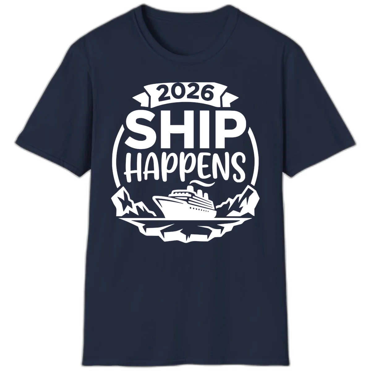 2026 Ship Happens Cruise Badge T-Shirt in Navy