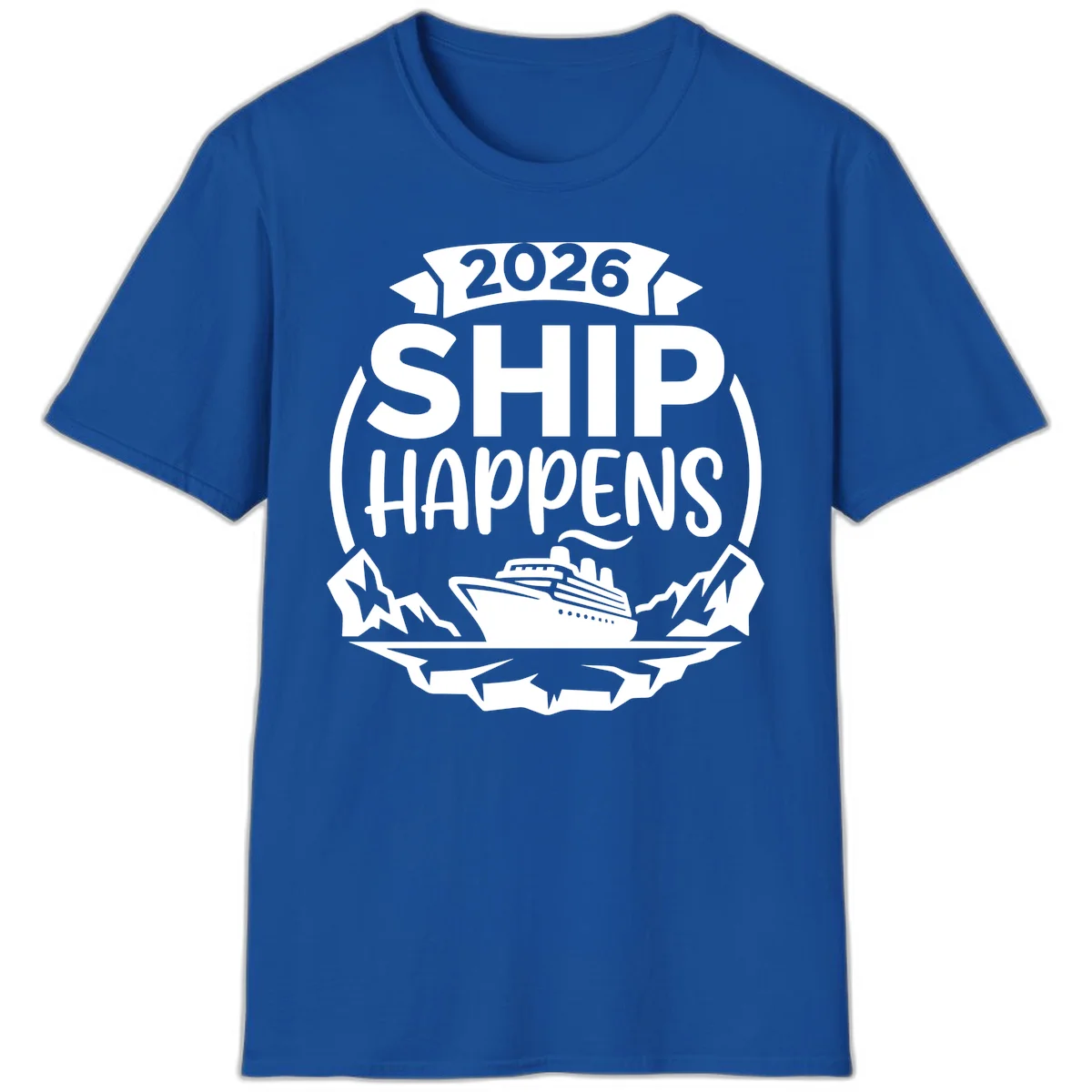 2026 Ship Happens Cruise Badge T-Shirt in Royal