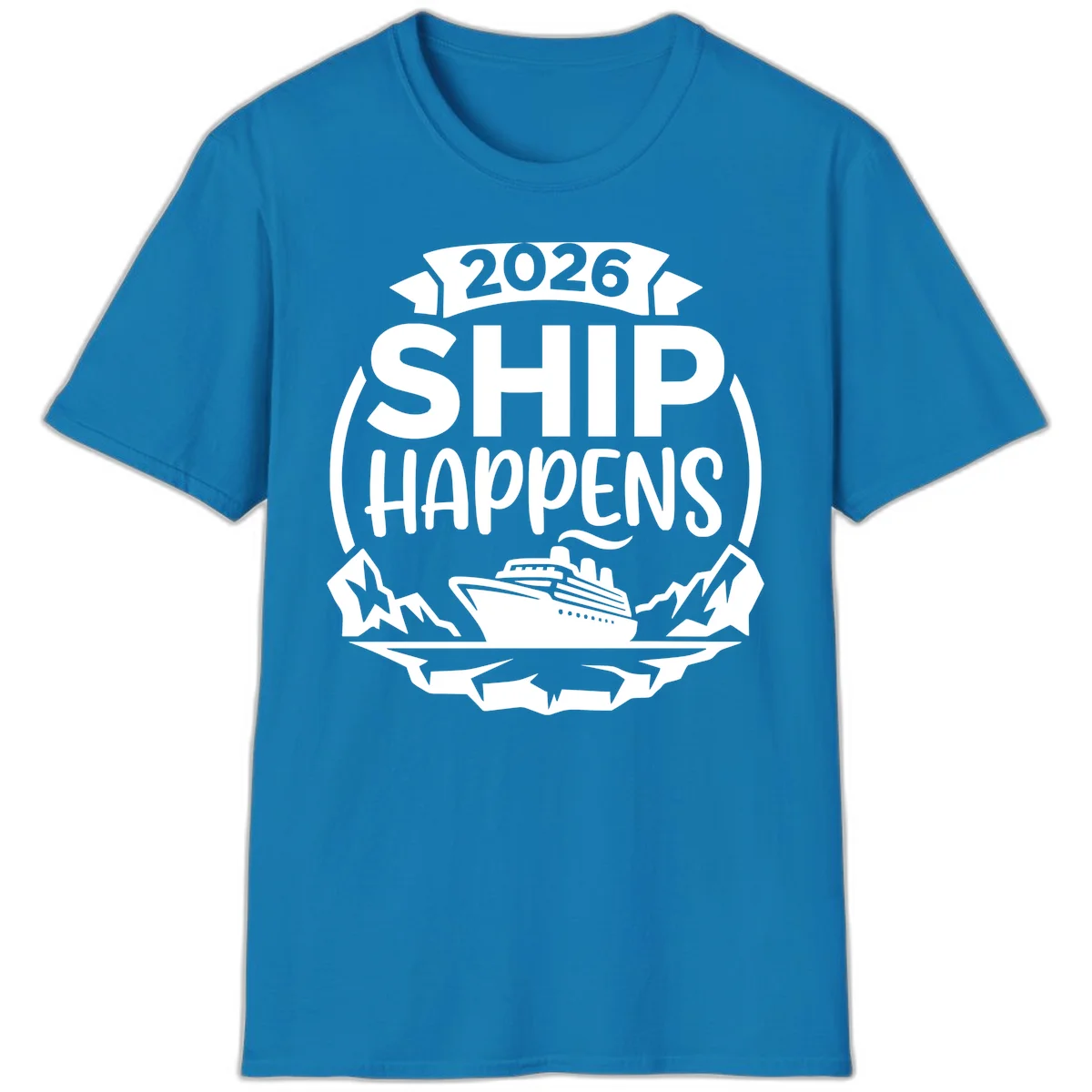 2026 Ship Happens Cruise Badge T-Shirt in Sapphire