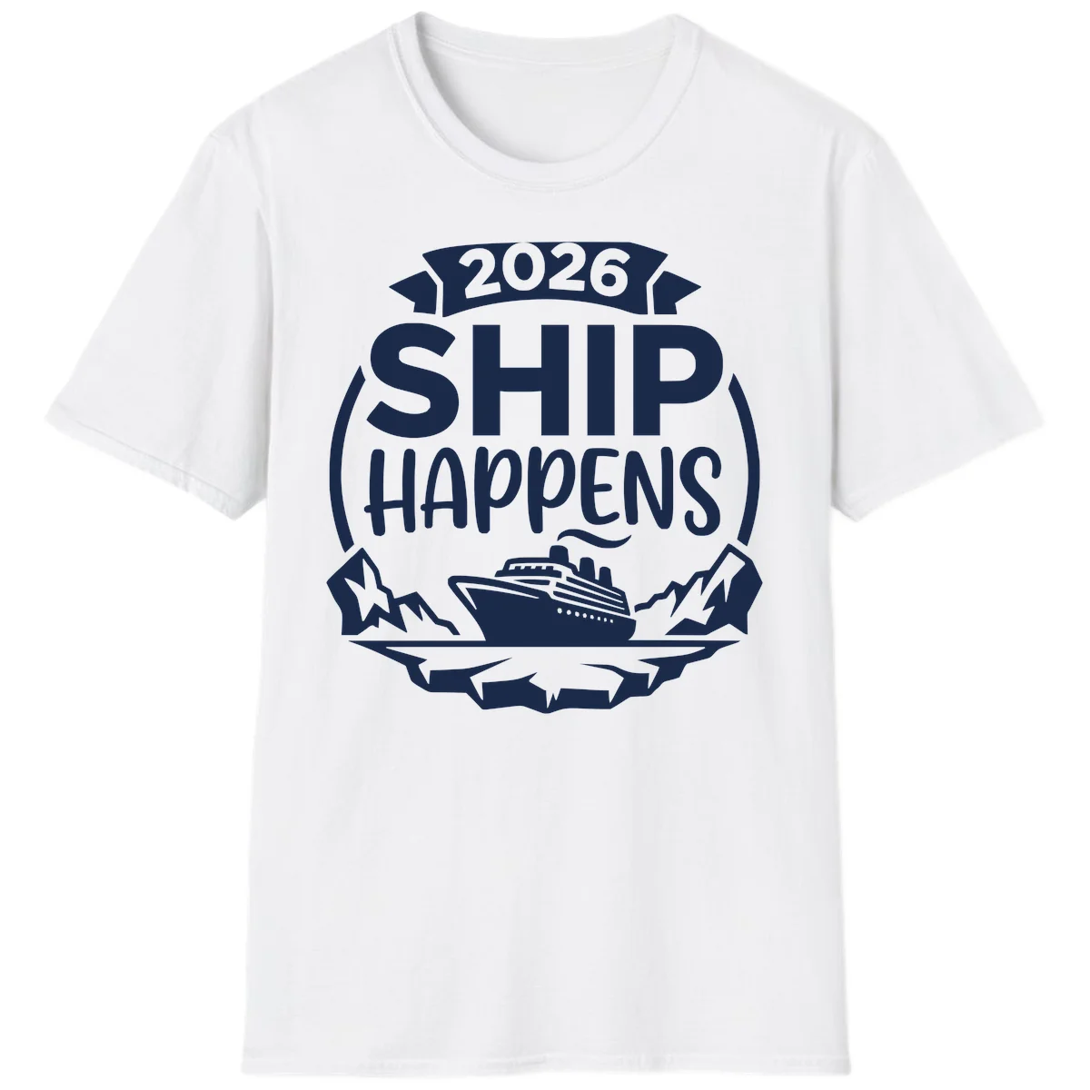 2026 Ship Happens Cruise Badge T-Shirt in White