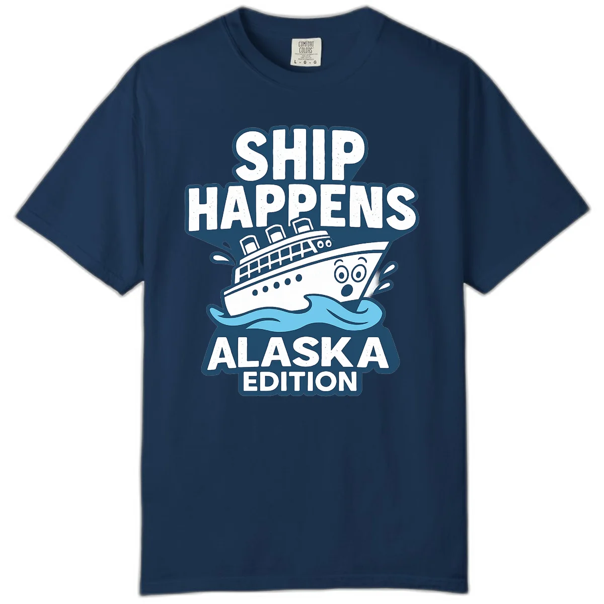 Ship Happens Alaska Edition Comfort Color T-Shirt in Navy
